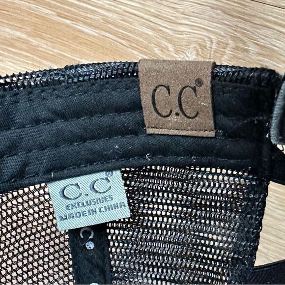 C.C Exclusives Gray Distressed Criss Cross Back Ponytail Hat - Picture 10 of 11